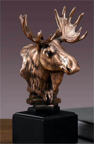 Moose Head Bust Statue 9" High